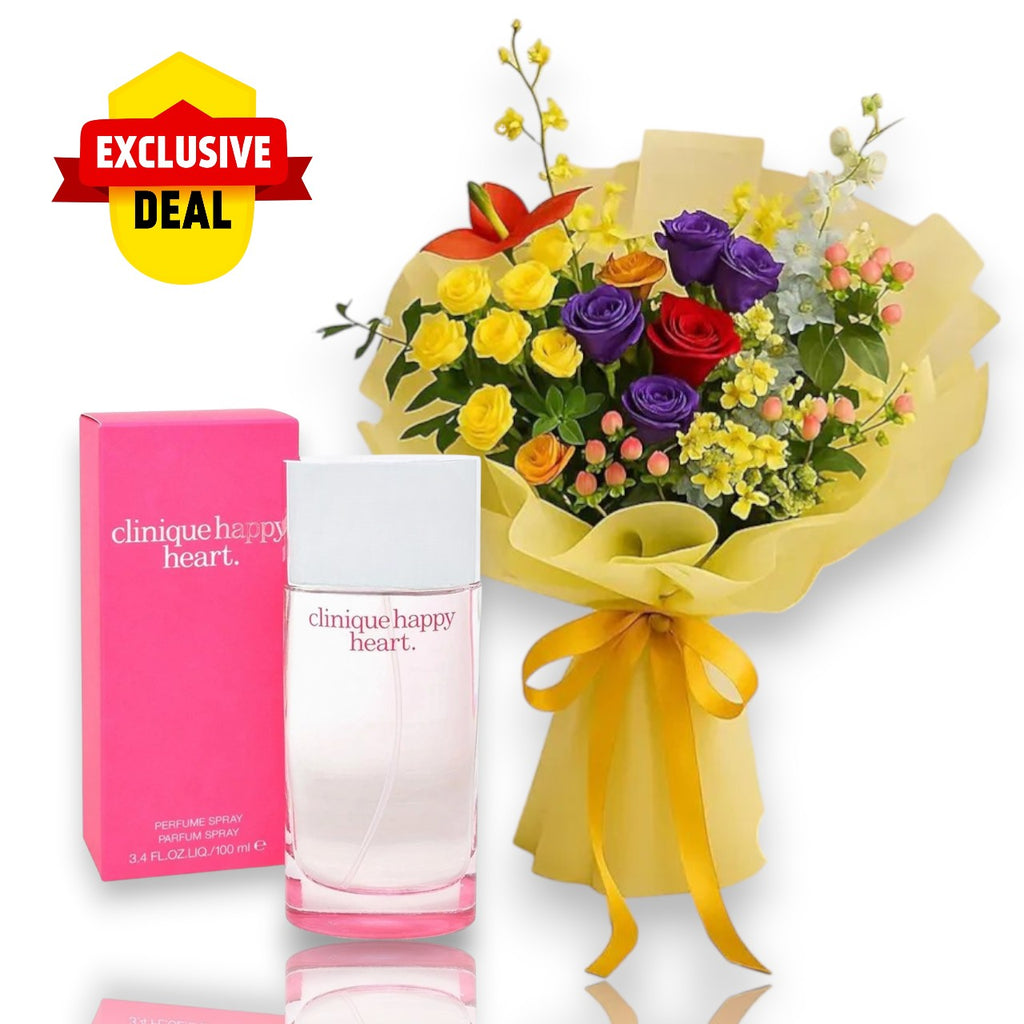 Clinique Happy Heart with Cherished - Elegant Mix Blooms Bouquet