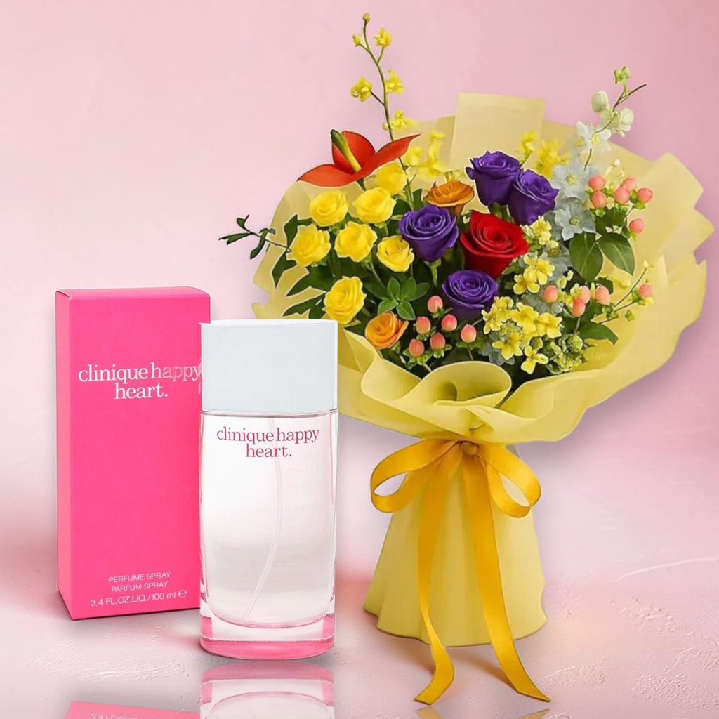 Clinique Happy Heart with Cherished - Elegant Mix Blooms Bouquet